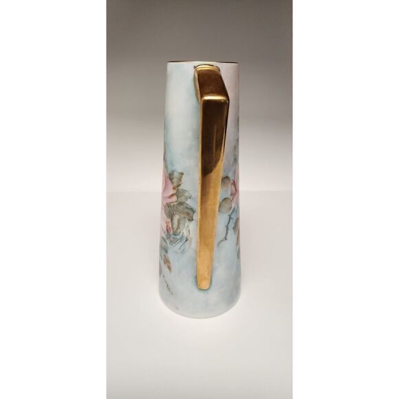 VINTAGE 1970s  HAND PAINTED COFFEE TEA POT, ROSES & GOLD - Picture 6 of 14